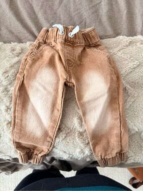 Infant Little Bipsy Tan Tie-Waist Jogger Pants